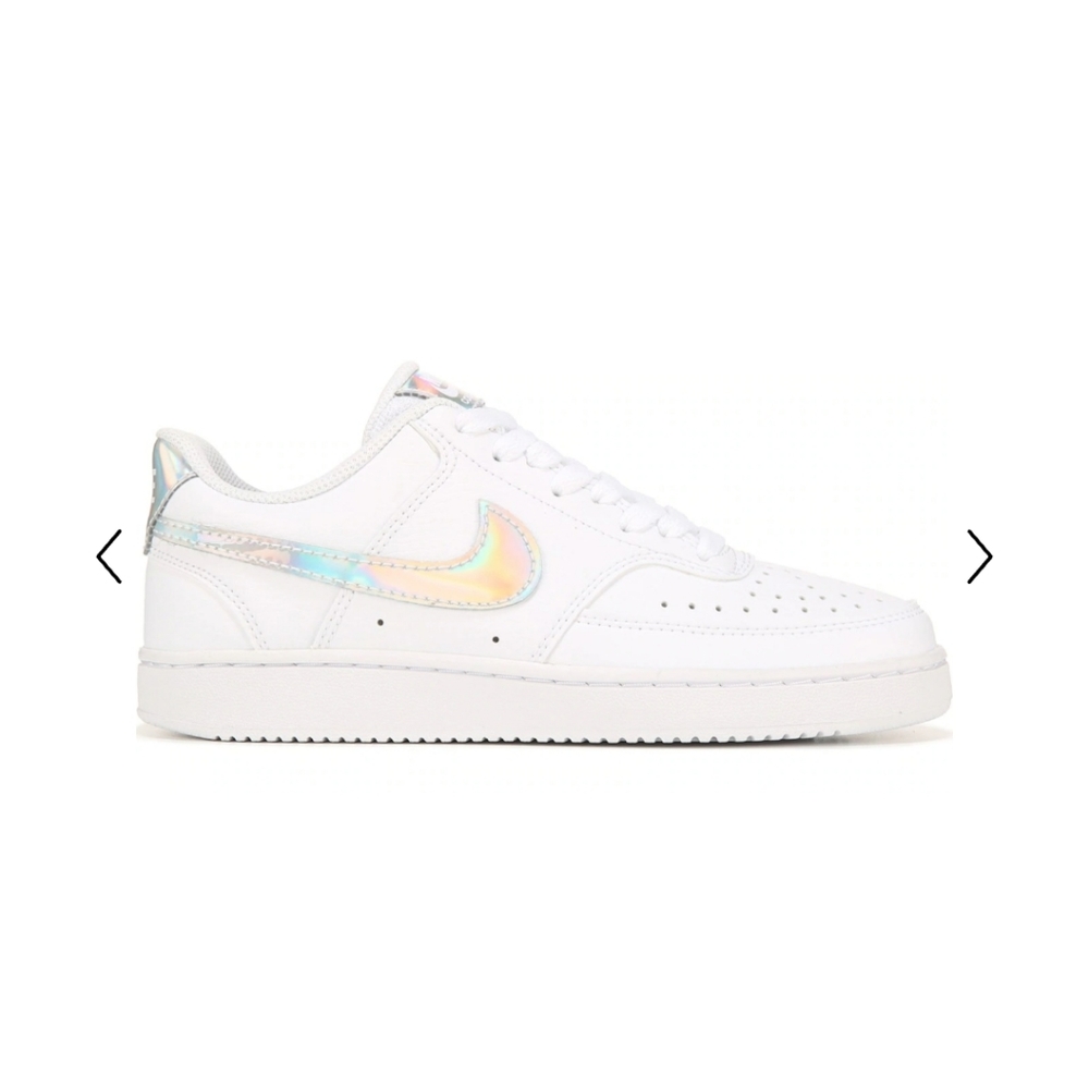 Nike Women’s White Sneakers with Iridescent Swoosh